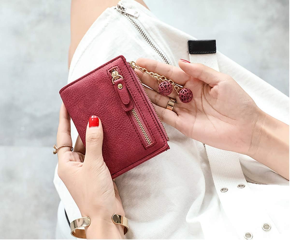 Women Small Bifold Leather Wallet Ladies Mini Zipper Coin Purse id card Pocket,Slim Compact Thin - Image 2