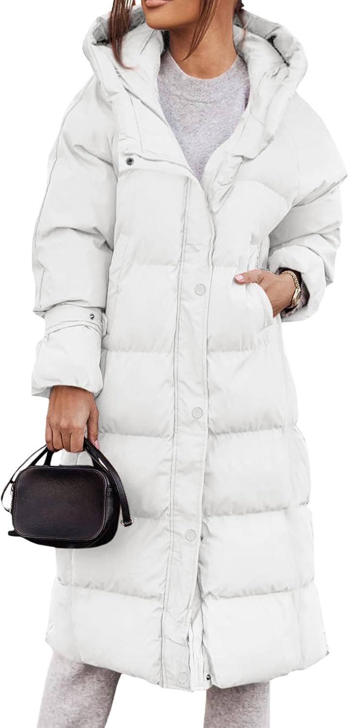 Puffy JacketWomenLong Winter Coats Zip Up Padded Coat Maxi Length Outerwear S-2XL - Image 2