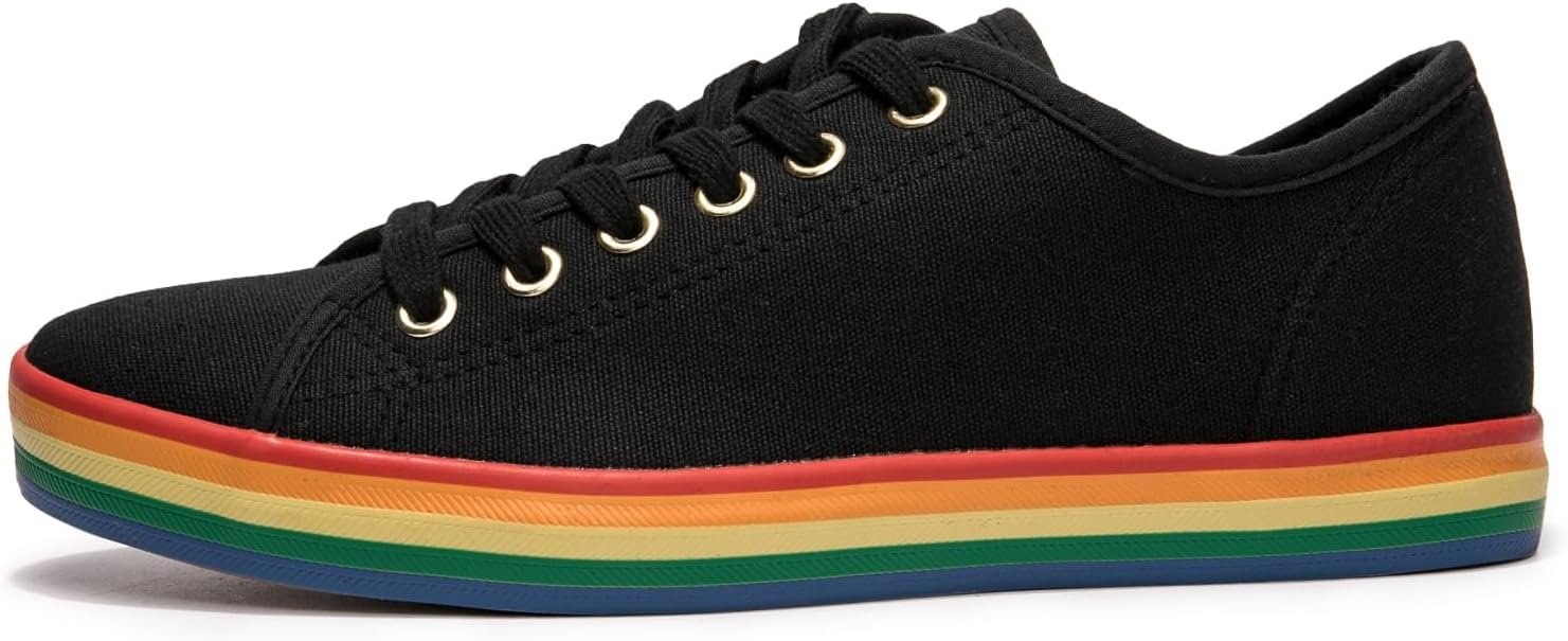 Women Low Top Canvas Shoes Lace up Fashion Sneakers Casual Comfort Walking Shoes - Image 2