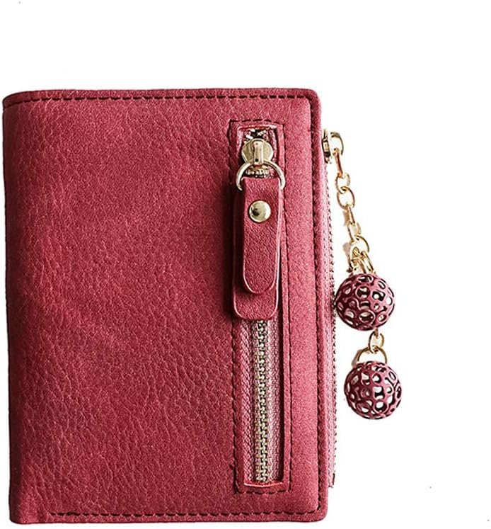 Women Small Bifold Leather Wallet Ladies Mini Zipper Coin Purse id card Pocket,Slim Compact Thin