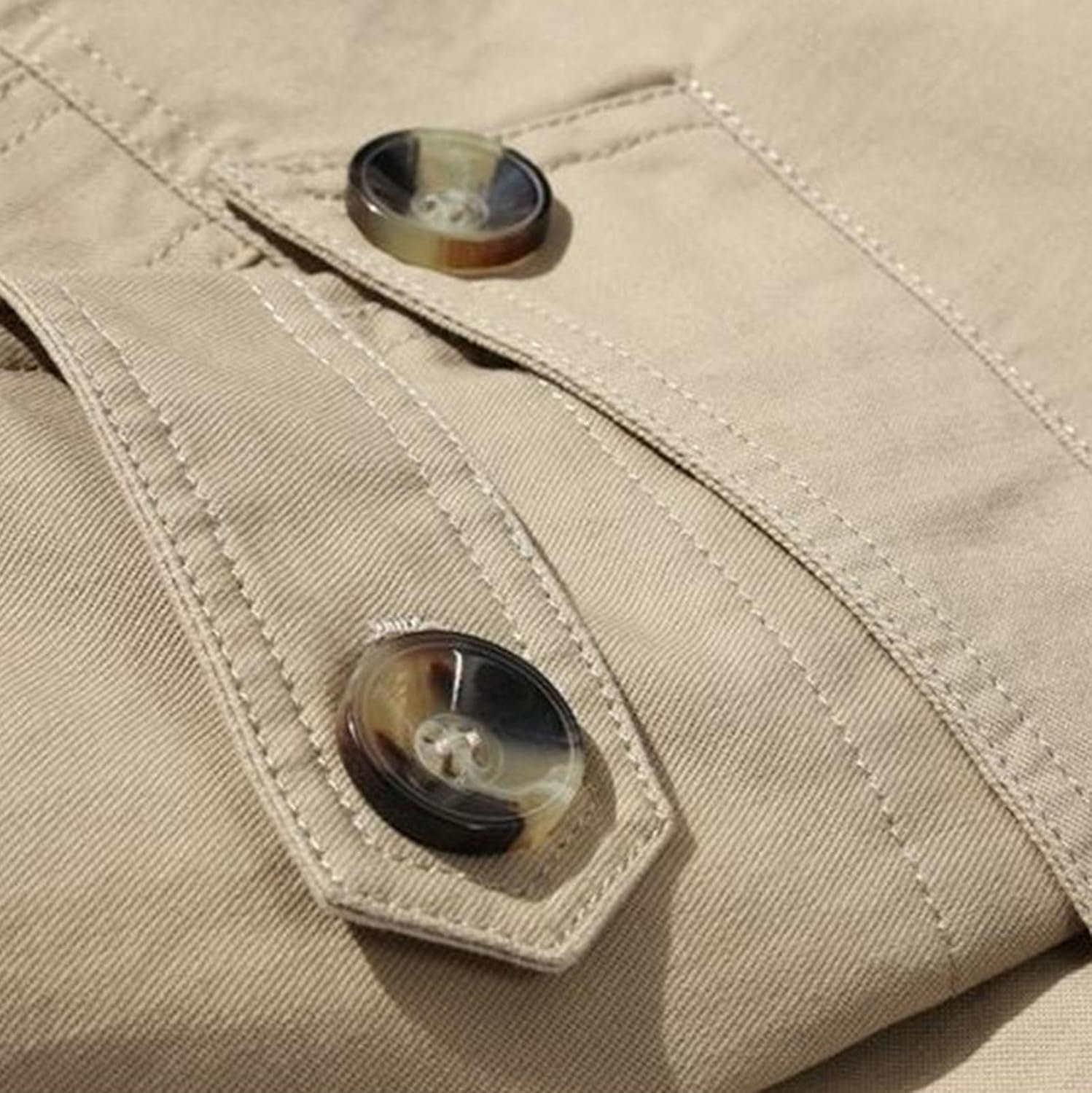 Men's Notched Lapel Single Breasted Trench Coat Spring Fall Slim fit Jacket Windbreaker Casual Windproof Overcoat - Image 2