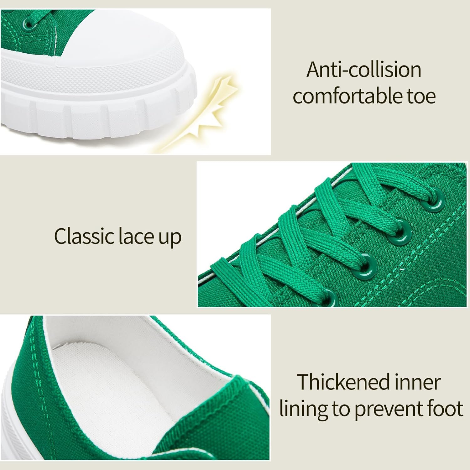 Women Platform Sneakers Canvas Shoes for Women White Low Top Classic Casual Tennis Shoes - Image 2