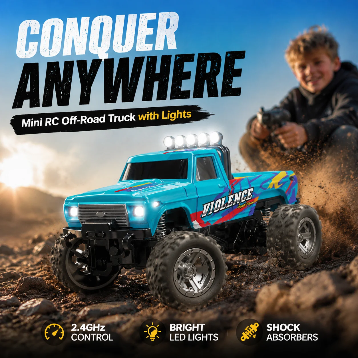 🎁HOT SALE 50% OFF! 🏎️ Mini RC Off-Road Truck with Lights - Image 5