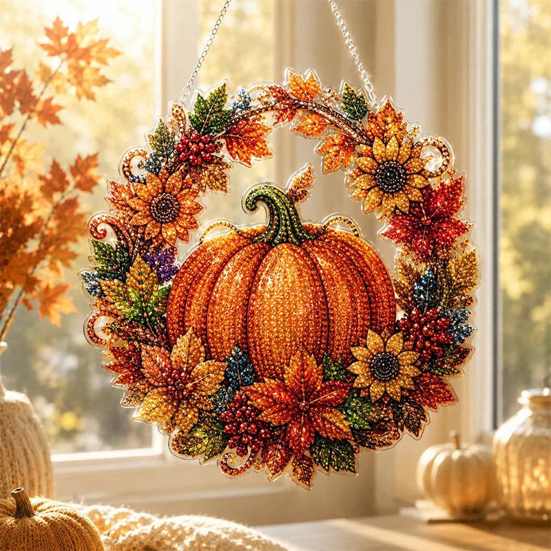 🎁 Hot Sale 49% OFF 🔥Pumpkin Diamond Art DIY Hanging Ornament Kit - Image 2