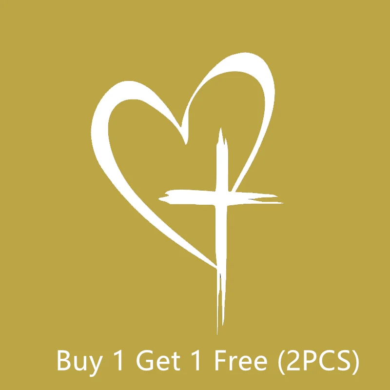 Glitter Heart Cross Car Decal Sticker - Image 37