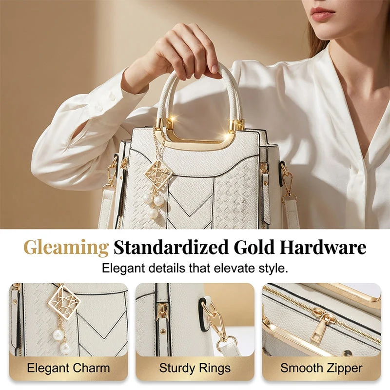 👜 LIMITED-TIME 50% OFF! ✨ Women's Top-Handle Satchel – V-Stitched, Gold Hardware, Multi-Compartment 🌸 - Image 9