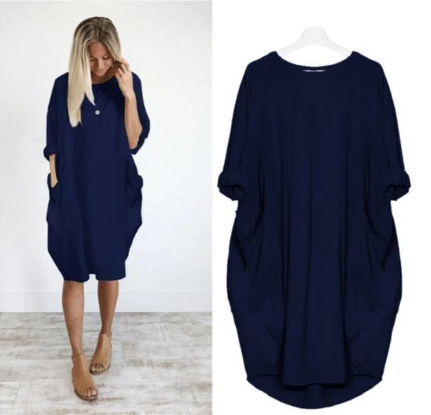 🔥Autumn Sale 49% OFF - Long Sleeve Casual Loose Pocket Dress🎁Buy 3 Pay 2 - Image 12