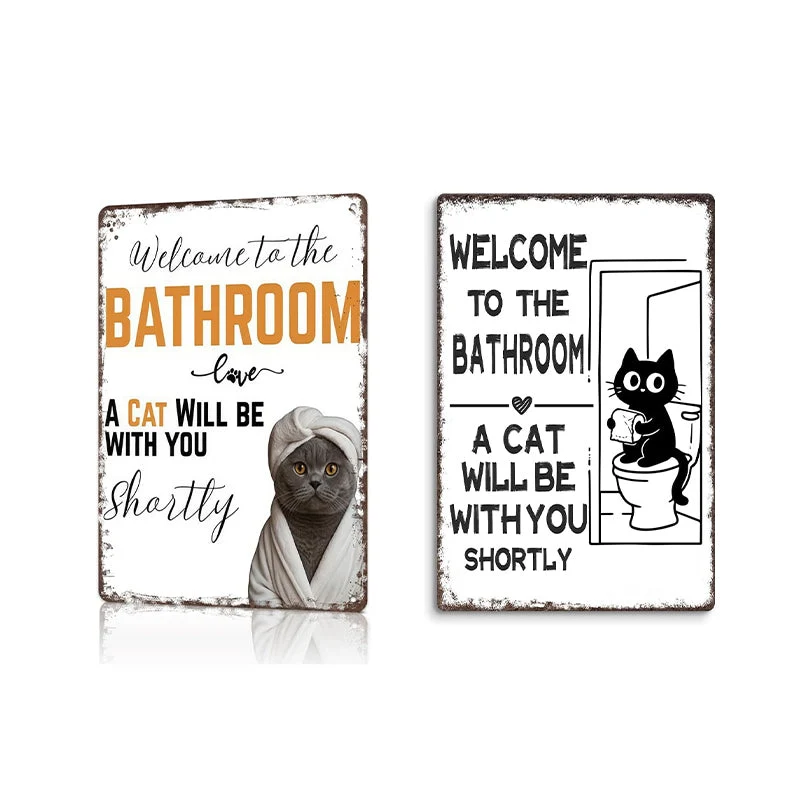 Cute Cat Bathroom Decor Sign - Image 17