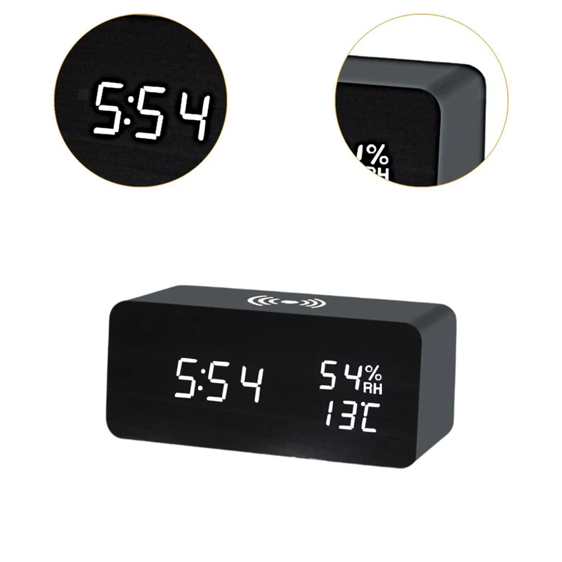 LED Digital Alarm Clock with Wireless Charging Station - Image 6
