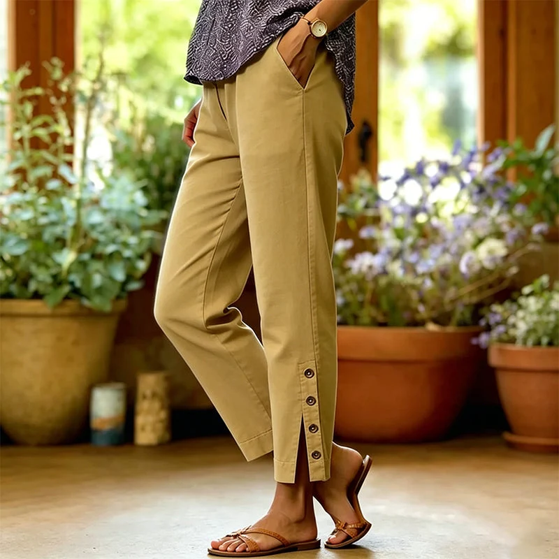 Summer Breathable Cropped Trousers with Pockets - Image 12