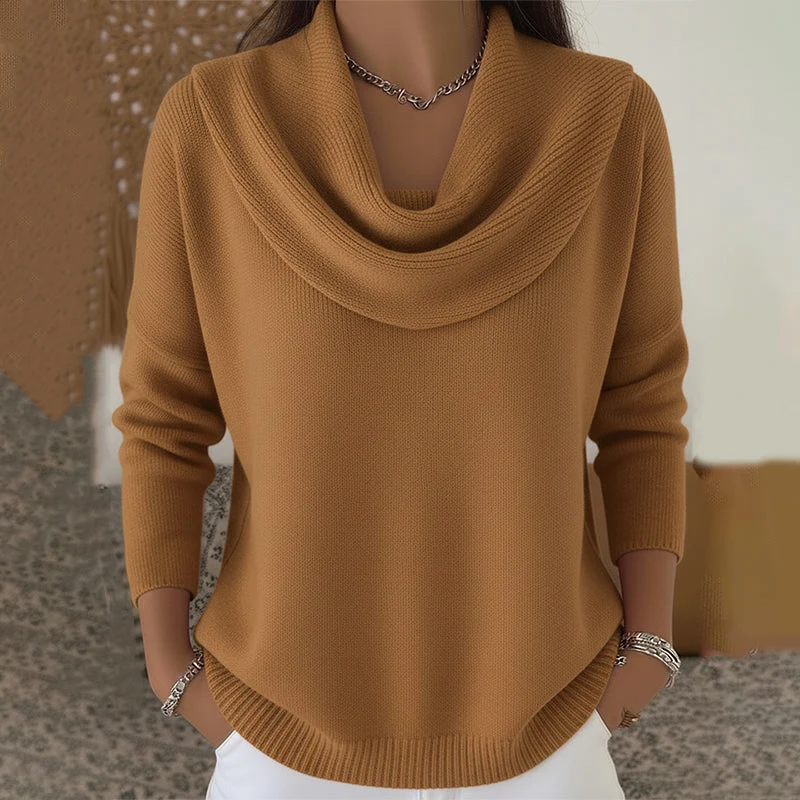 Women’s Elegant Cozy Cowl Collar Sweater - Image 2