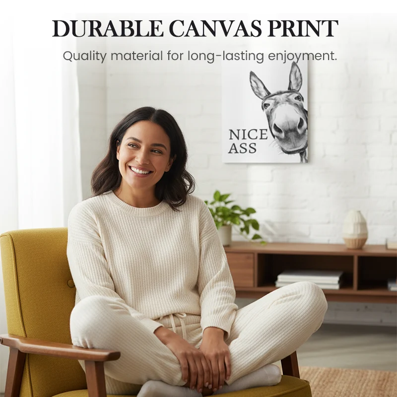 Funny Black and White Donkey Wall Art - Image 4