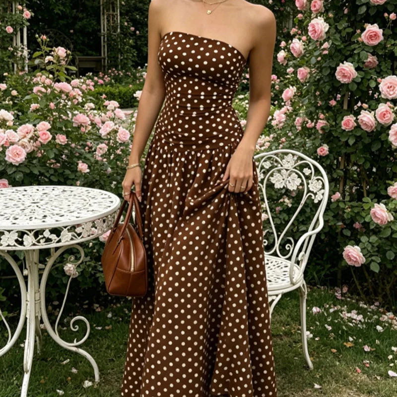 ✨ Women's Polka Dot Strapless Dress - Elegant Vacation Essential! ✨ - Image 3