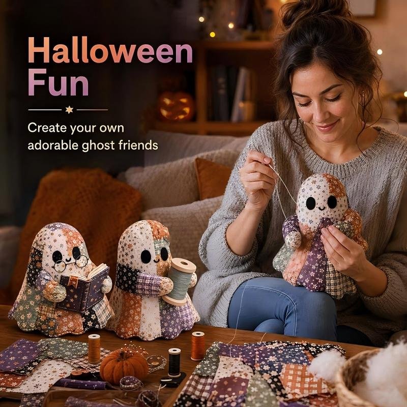 šLittle Ghost's Cozy Halloween DIY Patchwork Kit - Image 7