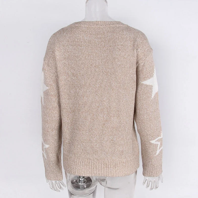 🍁Hot Sale 50% OFF🍁Women's Long-Sleeve Crew Neck Sweater with Star Pattern - Image 7