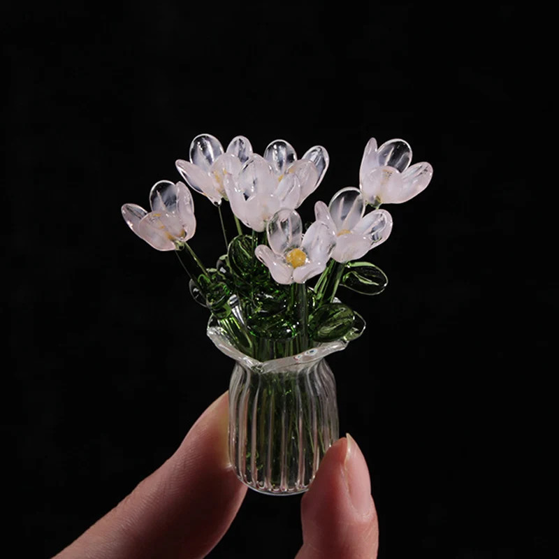 Miniature Colored Glass Flower Figurine Set - Image 14