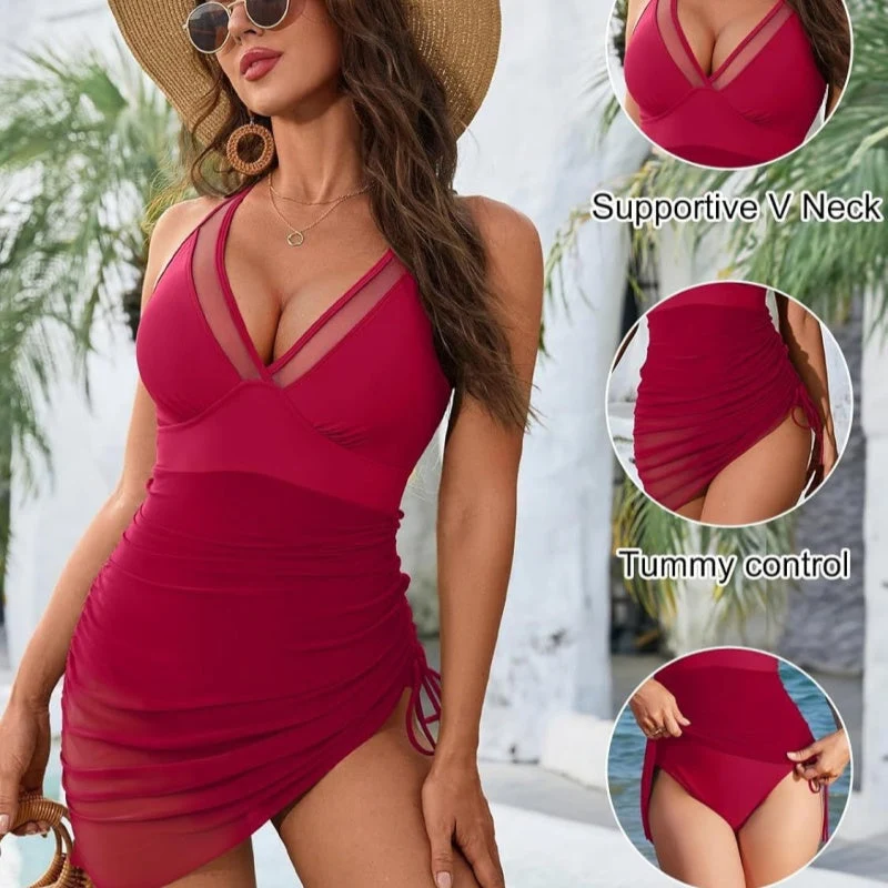 Women’s Sexy One-Piece Mesh Swim Dress - Image 8