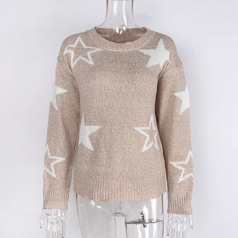 🍁Hot Sale 50% OFF🍁Women's Long-Sleeve Crew Neck Sweater with Star Pattern - Image 6