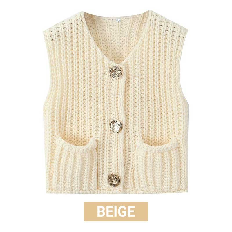 🍂49% OFF🔥Women’s Chunky Knit Button-Down Sweater Vest - Image 15