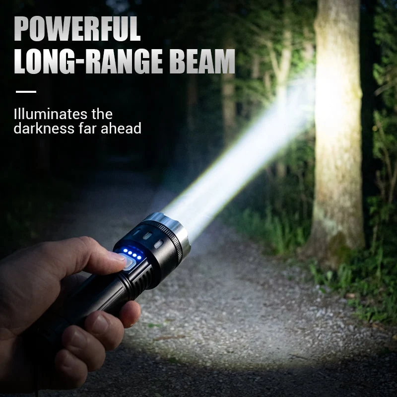 💎 49% OFF! 💎 Multifunctional Zoom LED Flashlight with Power Display – 500m Range, USB-C & 4 Lighting Modes - Image 2