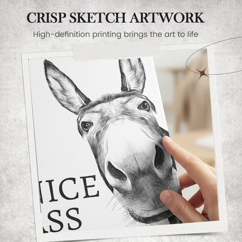 Funny Black and White Donkey Wall Art - Image 3