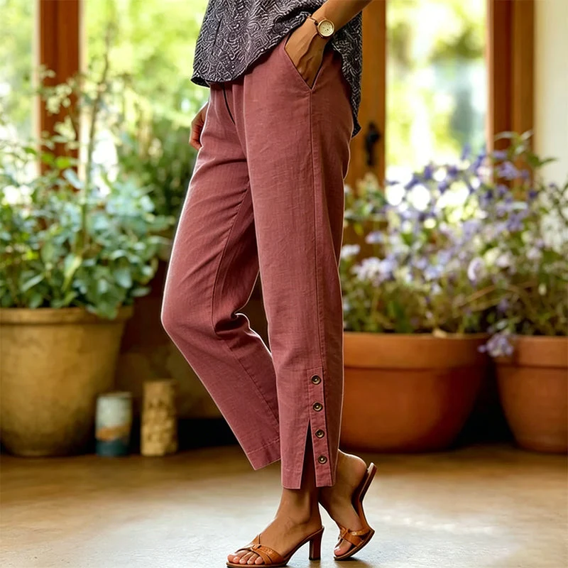 Summer Breathable Cropped Trousers with Pockets - Image 11