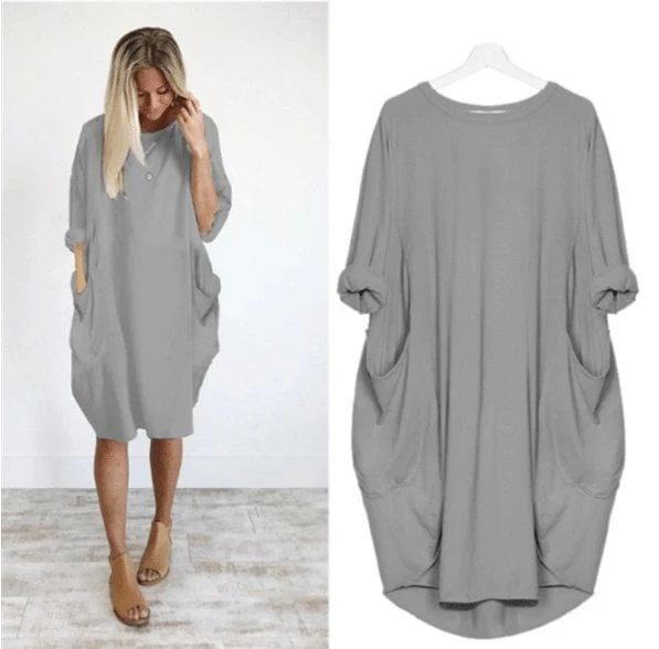 🔥Autumn Sale 49% OFF - Long Sleeve Casual Loose Pocket Dress🎁Buy 3 Pay 2 - Image 9