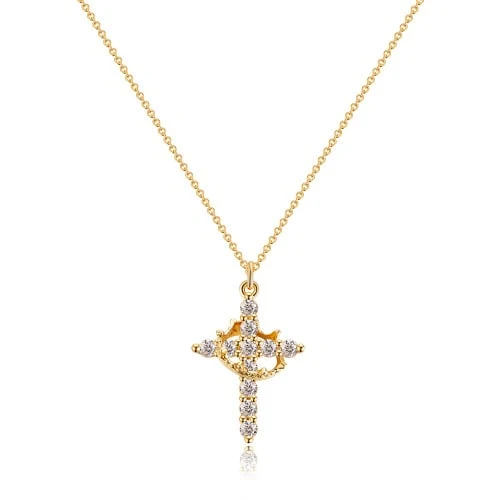 👑✝️Simple Crown & Cross Pendant Choker Necklace - Image 2