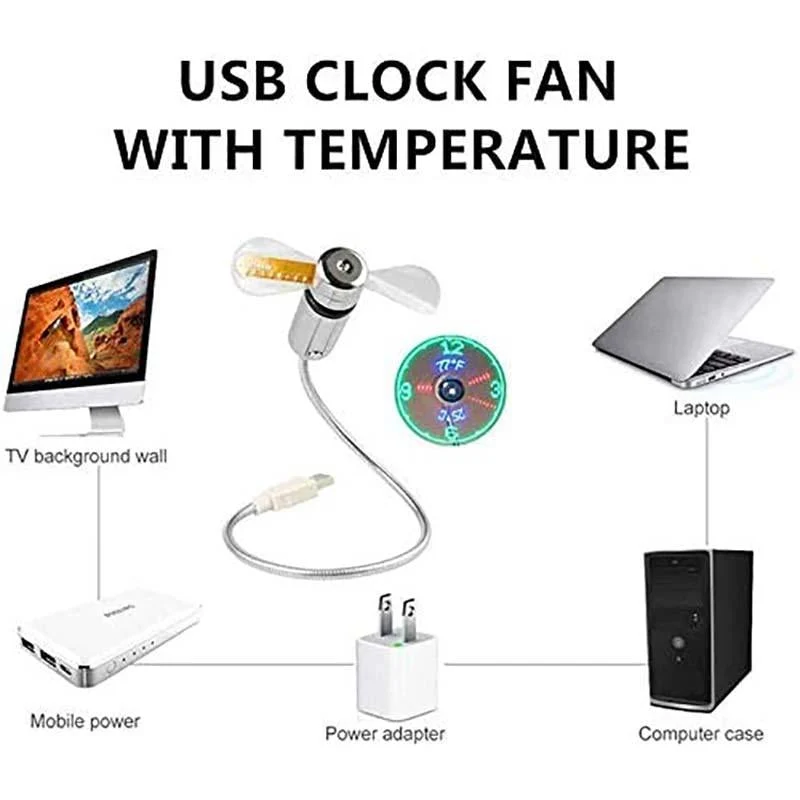 🔥2026 Hot Sale 50% OFF🔥USB Fan with LED Clock Lighting - Image 3