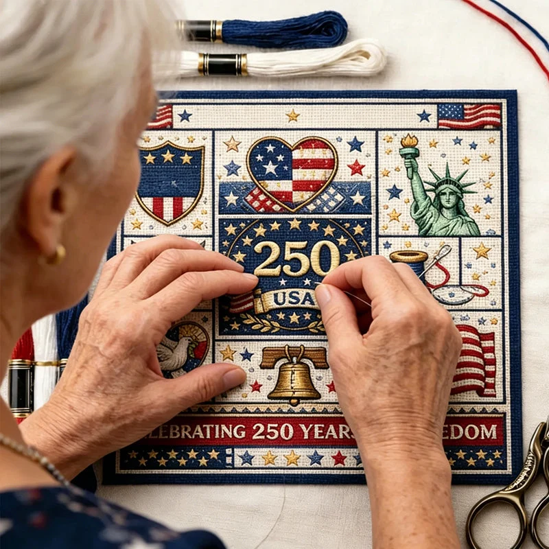 🎁Hot sale🧵USA 250th Anniversary Commemorative Cross Stitch Kit - Image 3