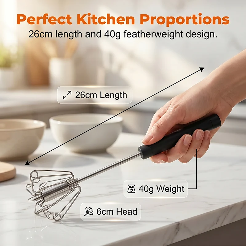 🔥LAST DAY SALE - 50% OFF🔥Stainless Steel Semi-Automatic Hand Egg Beater - Image 6