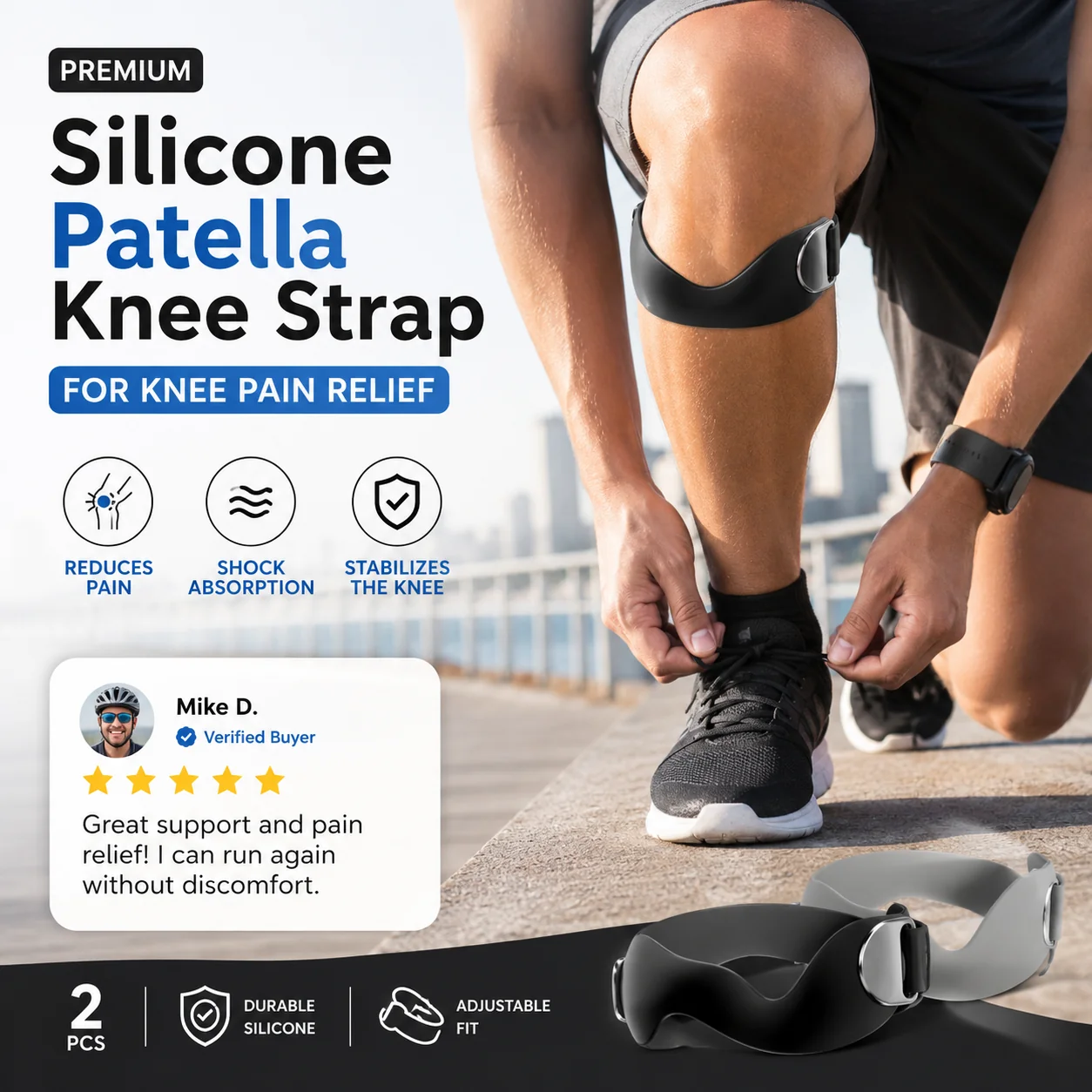 Silicone Patella Knee Strap for Knee Pain Relief - Image 2