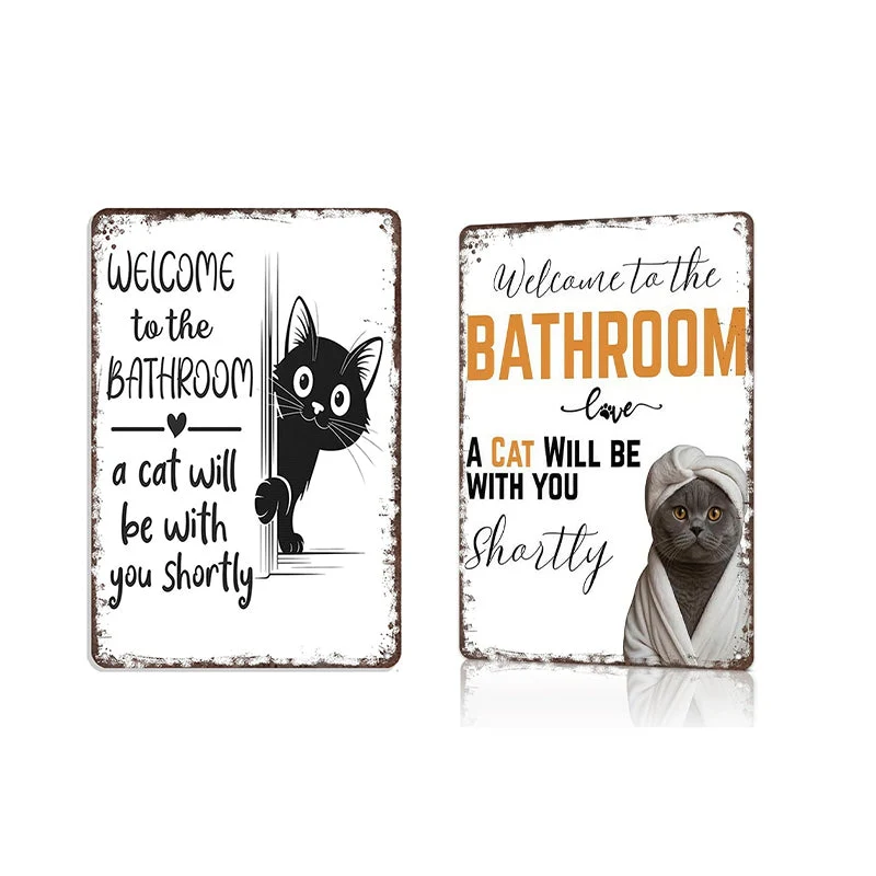 Cute Cat Bathroom Decor Sign - Image 19