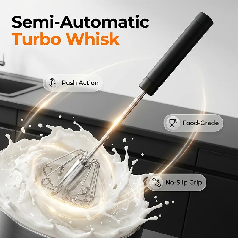 🔥LAST DAY SALE - 50% OFF🔥Stainless Steel Semi-Automatic Hand Egg Beater