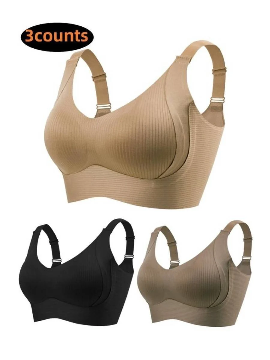 🎁Buy 1 Get 3 Packs💕Women's Ribbed Push Up Adjustable Wireless Bra - Image 21