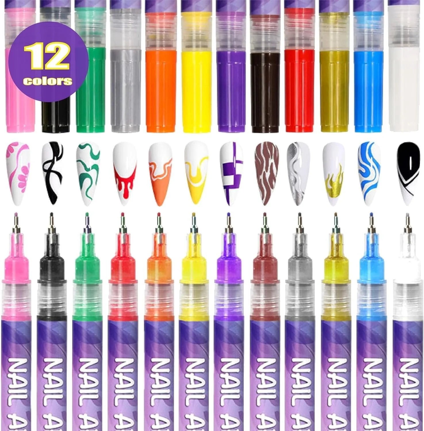 🎁Hot Sale 50% OFF⏳🎨12 Colors Nail Art Pens Set - Image 5