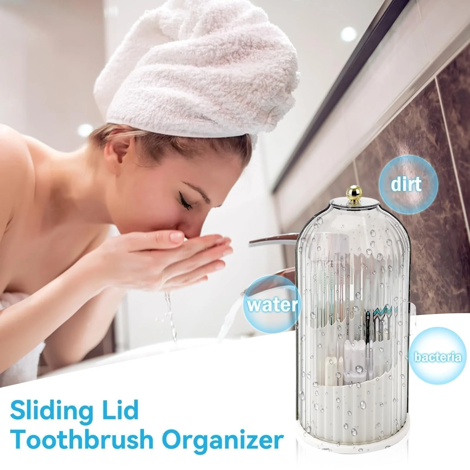 📢📢50% OFF !! ⏰ Sliding Lid Toothbrush Organizer