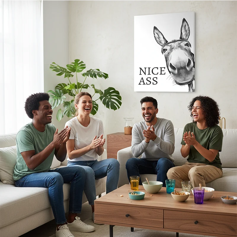 Funny Black and White Donkey Wall Art - Image 9