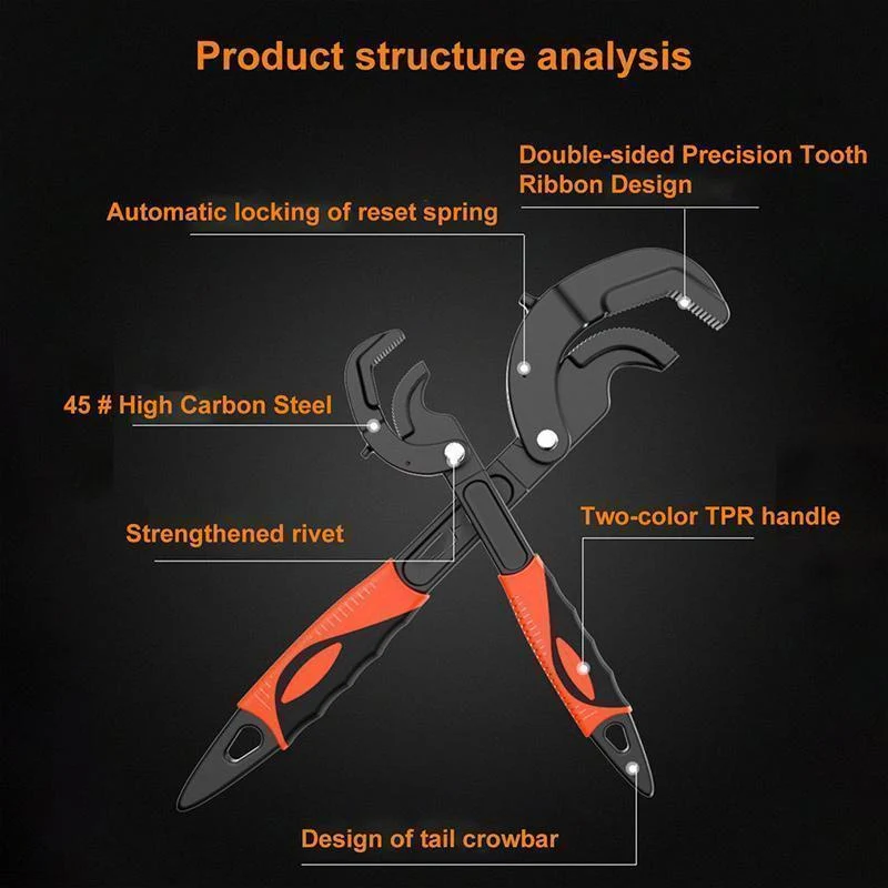 Multifunctional 12-inch Large Opening Universal Adjustable Wrench - Image 4