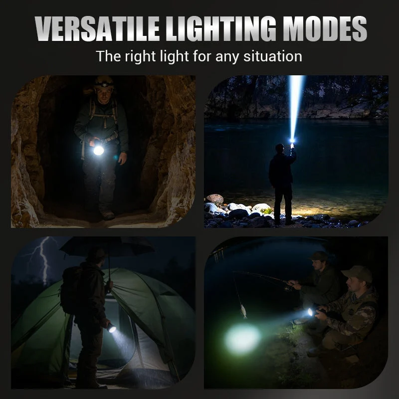 💎 49% OFF! 💎 Multifunctional Zoom LED Flashlight with Power Display – 500m Range, USB-C & 4 Lighting Modes - Image 7
