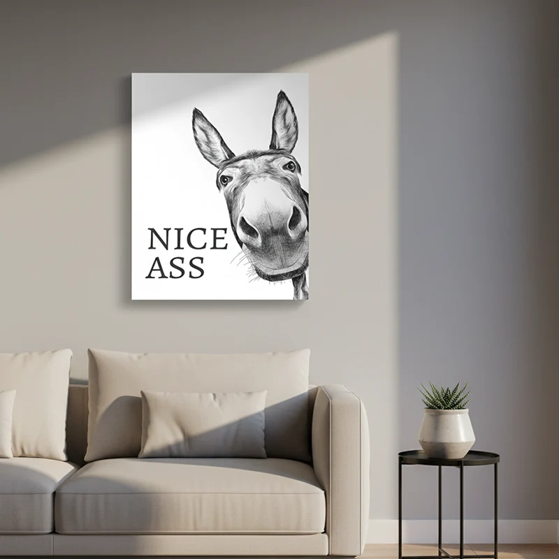 Funny Black and White Donkey Wall Art - Image 6