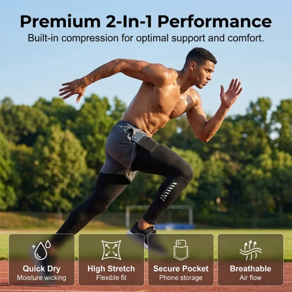 Men's 2-in-1 Running Tights with Shorts