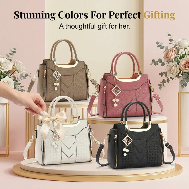 👜 LIMITED-TIME 50% OFF! ✨ Women's Top-Handle Satchel – V-Stitched, Gold Hardware, Multi-Compartment 🌸 - Image 12