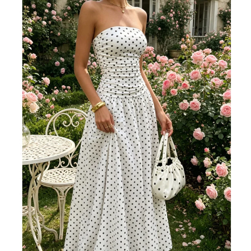 ✨ Women's Polka Dot Strapless Dress - Elegant Vacation Essential! ✨ - Image 4