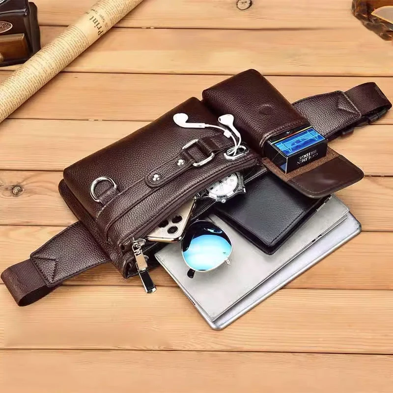 Men's Portable Business-Style Leather Waist Bag - Image 8