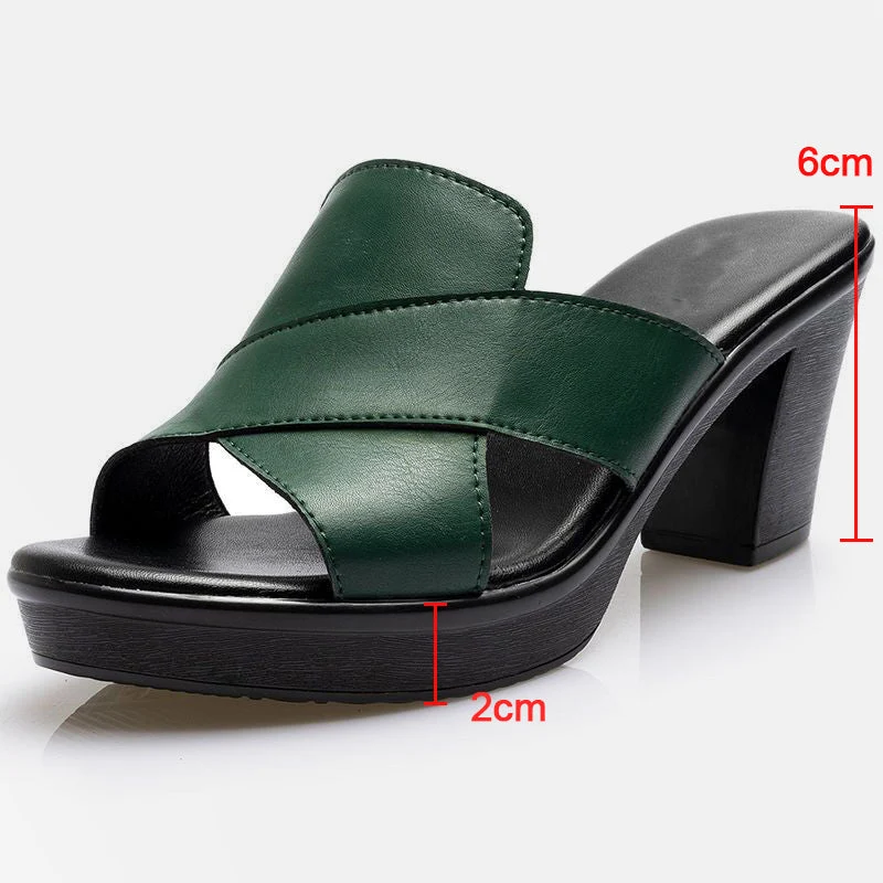 Women's Platform Slip on Chunky High Heel Sandals🌸 - Image 7