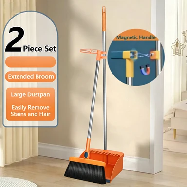 Stand-Up Dustpan Set with 180° Rotating Broom - Image 5