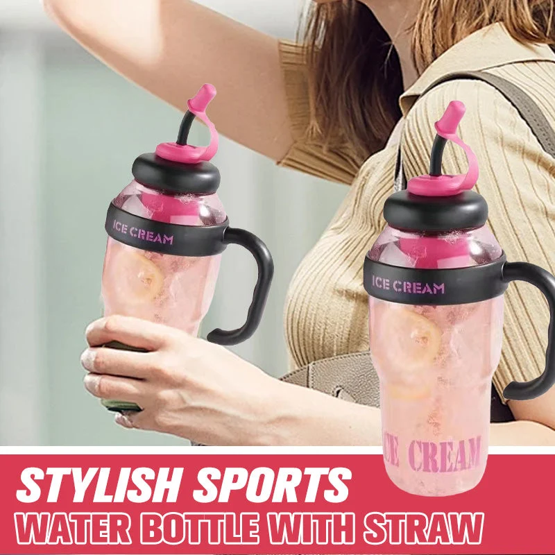 Stylish Large Capacity Sports Water Bottle with Straw