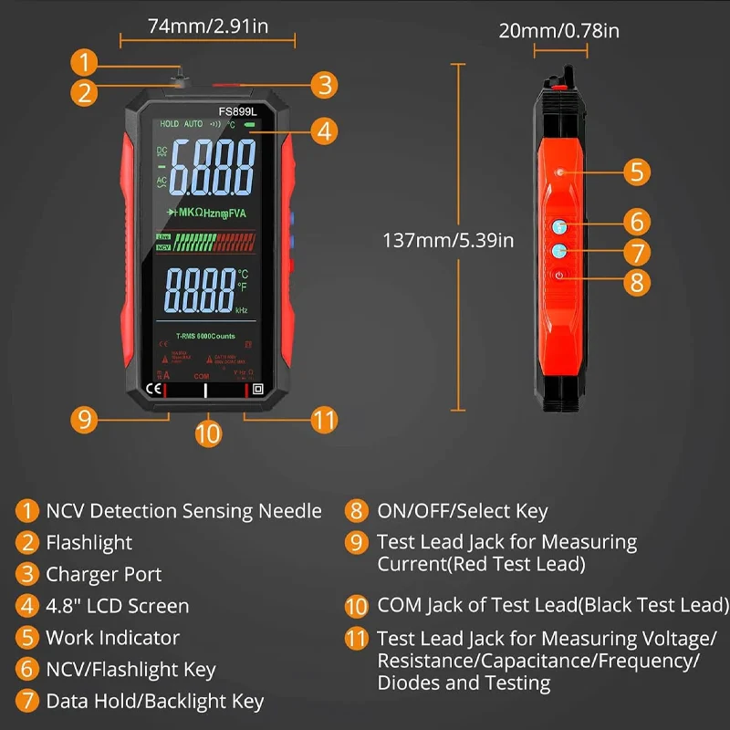 🔧 50% OFF NOW! ⚡ USB Rechargeable Digital Multimeter – Auto-Ranging, LCD Backlight & Portable Design 📏 - Image 4