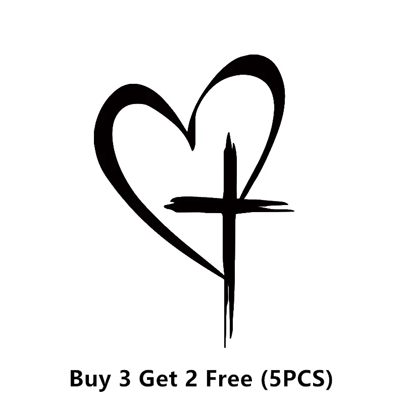 Glitter Heart Cross Car Decal Sticker - Image 31